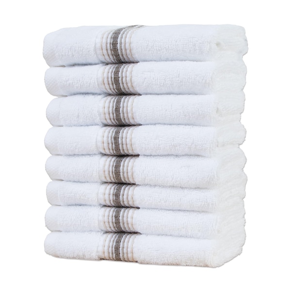 Arkwright Home Aston & Arden Turkish Striped Washcloth 13x13 Sand (8pk) WC-STT-1313-1.75-SND - main
